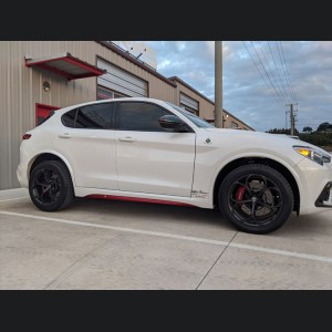 Alfa Romeo Stelvio Quadrifoglio Side Skirt Trim Kit - Carbon Fiber - Red Candy